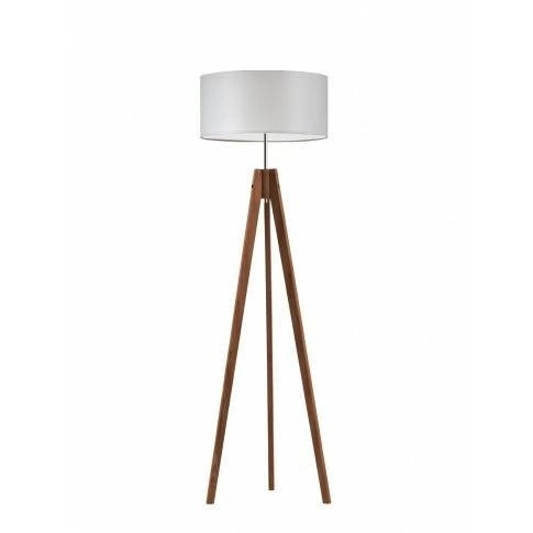 Podlahová lampa Haiti stínidlo světle šedá stojan mahagon