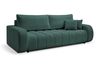 Rozkládací pohovka pro 3 osoby Hobro zelená s úložným prostorem a funkcí spaní do obýváku