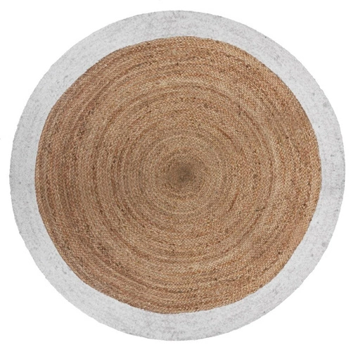 Jutový koberec 120 cm s bílým okrajem