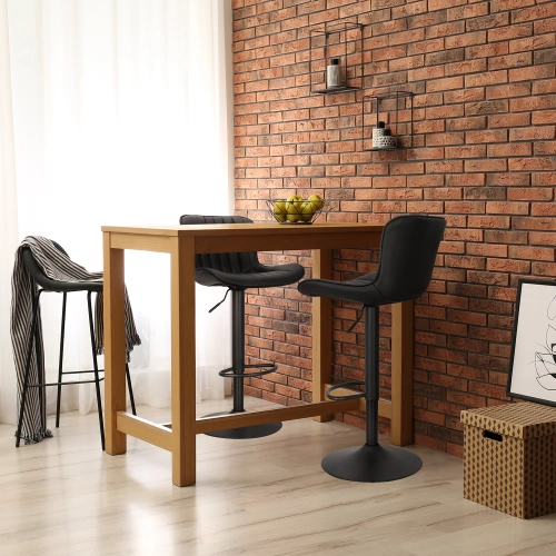 Barová židle Tessa černá moderní s opěrkou, výškově nastavitelná, otočná k kuchyňskému ostrůvku, ekokůže Intesi