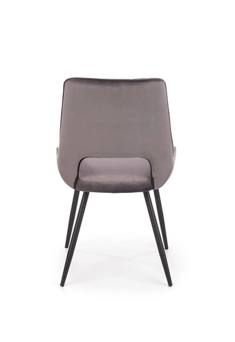 Čalouněná židle Mersa šedá do jídelny a obýváku moderní s černými kovovými nohami Intesi