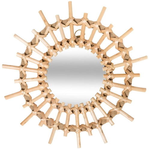 Sada 3 kulatých zrcadel boho Sunflower Atmosphera závěsná do obýváku v ratanovém rámu