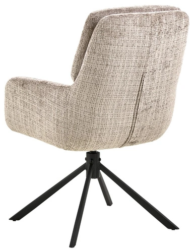 Otočná jídelní židle Edgar z béžového sametu s područkami