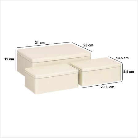 Sada 3 kovových dekoračních krabiček Deskolor šedé do kanceláře a dětského pokoje