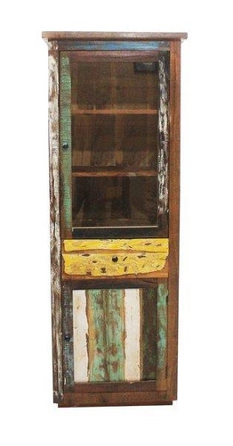 Dřevěná vitrína Bayang do obýváku a jídelny orientální se sklem na alkohol Intesi 180 cm