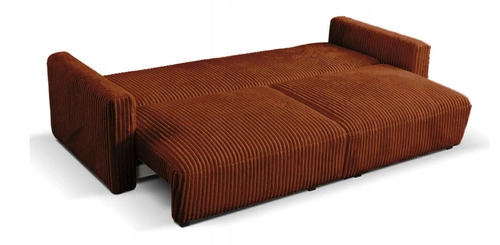 Rozkládací pohovka s funkcí spaní Loppie manšestrová terakota do obýváku moderní