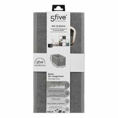 5five simply smart látková úložná krabice do regálu 15x31 cm s úchytkou šedá
