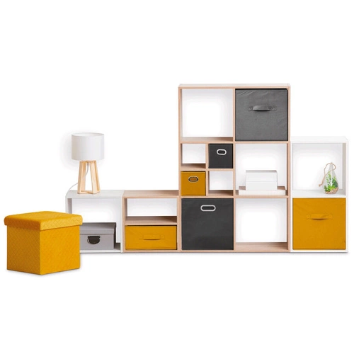 Skládací látková úložná krabice 31x31 sametová šedá s úchytkou 5five simply smart