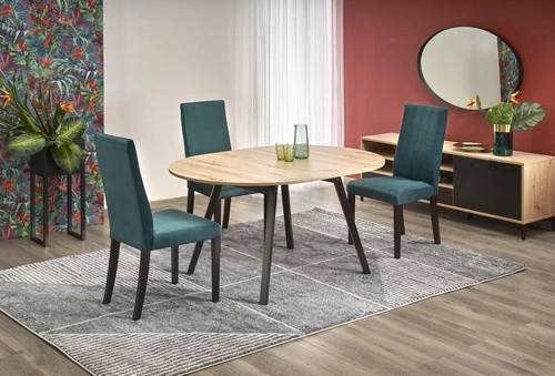 Rozkládací jídelní stůl Hemmy dub artisan černé nohy moderní 102–142 cm