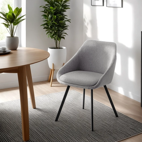 Čalouněná jídelní židle Nils šedá moderní skořepinová na černých nohách Actona