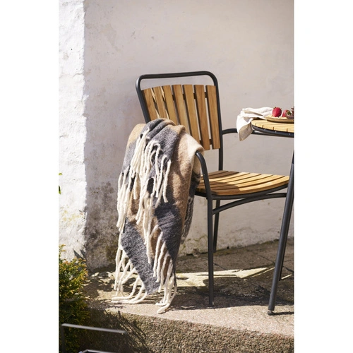 Přikrývka Carmel teplá vlněná na pohovku černo‑hnědá 130x170 cm