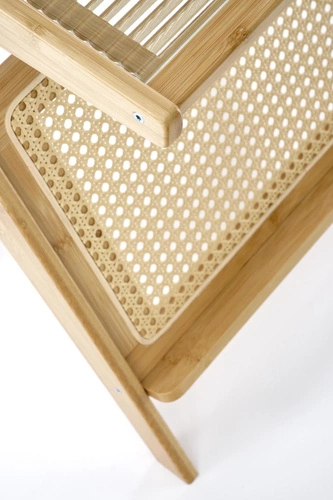 Ratanový konferenční stolek Balli boho s obdélníkovou skleněnou deskou v přírodní barvě do obývacího pokoje Intesi