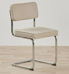 Čalouněná jídelní židle Tepper béžová moderní na chromovaných lyžinách