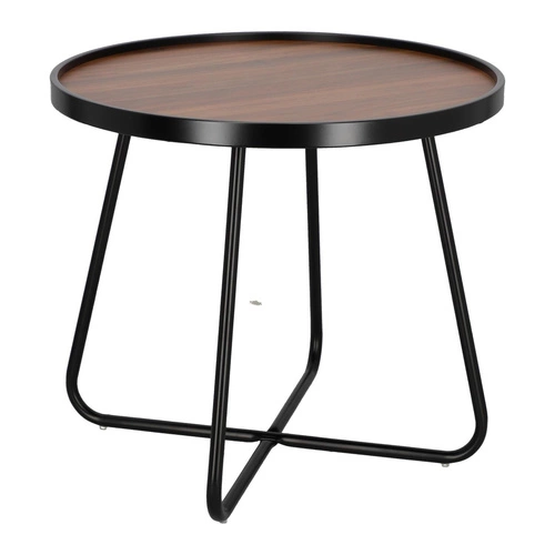 Kulatý konferenční stolek Tamsai 60 cm černý ořech loftový do obýváku odkládací Intesi