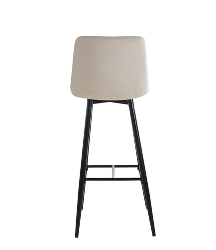 Barová židle Poly High béžová sametová s opěrkou moderní do kuchyně a k ostrůvku na černých nohách