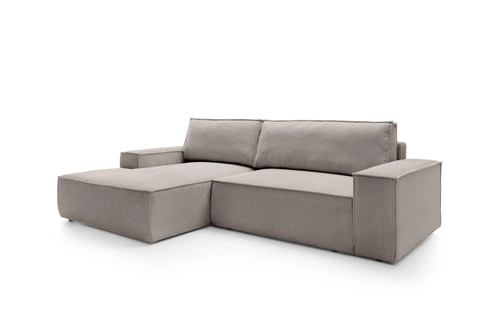 Rohová rozkládací pohovka Molde M levá, béžový manšestr, s úložným prostorem do obýváku Intesi