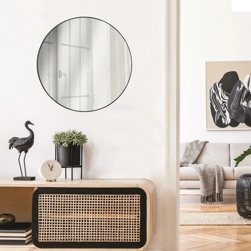 Kulaté závěsné zrcadlo Navira 55 cm černé do předsíně a koupelny moderní