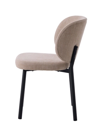 Čalouněná židle Naws béžová moderní do jídelny na černých kovových nohách