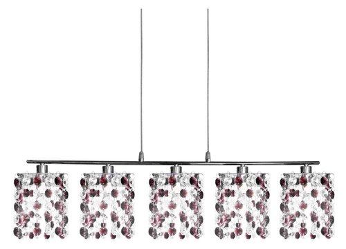 Klasická závěsná lampa 5x40W G9 vínové barvy