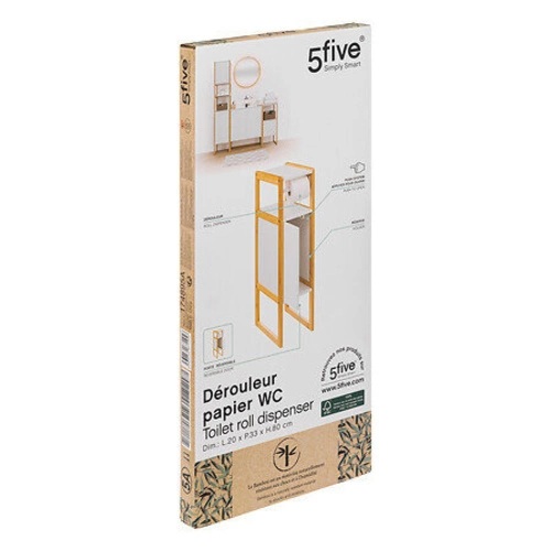 Bílá stojací koupelnová skříňka Natureo na toaletní papír z bambusu 20 cm 5five