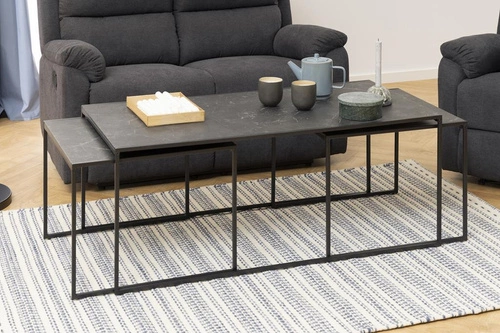 Sada konferenčních stolků Infinity černý mramor obdélníkový moderní loft do obýváku Actona