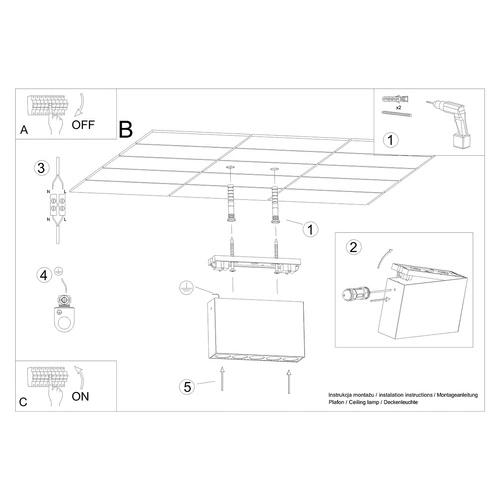 Stropní LED svítidlo SOLE černé minimalistické hliníkové do obýváku a kuchyně SOLLUX