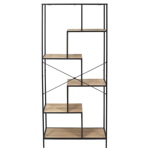 Kovový loftový regál Rack L s policemi na knihy a dekorace do obýváku 180x80 cm