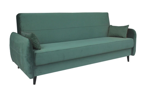Rozkládací sametová pohovka Dolly zelená dvoumístná s úložným prostorem do obýváku Intesi