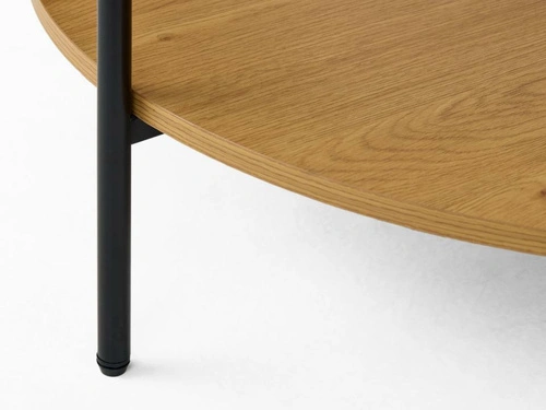Konferenční stolek Hasel kulatý 84 cm do obývacího pokoje loftový skleněný