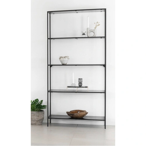 Kovový regál Vita černý loftový 80 cm na knihy do obýváku