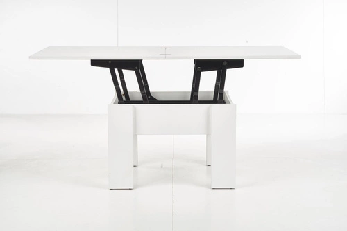 Rozkládací jídelní stůl Begrad bílý, moderní s nastavitelnou výškou