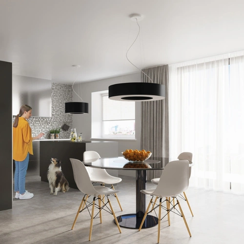 Moderní černý lustr Saturno 50, nastavitelný do obýváku, ložnice, kuchyně a jídelny