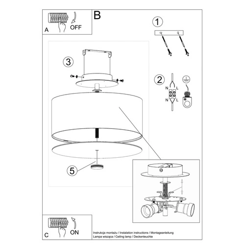 Stropní svítidlo bílé kulaté Skala 30 moderní do obýváku kuchyně a ložnice