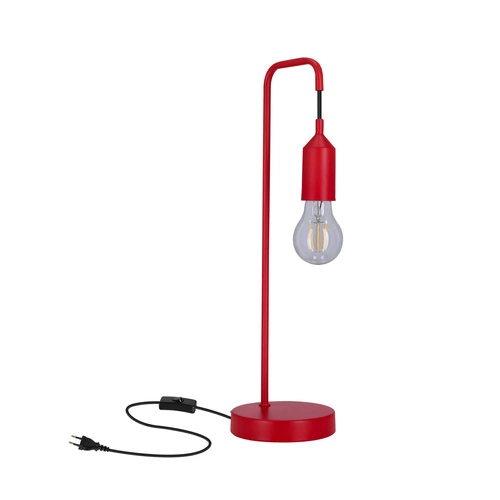 Kovová noční lampička Laren červená industriální do ložnice a na stůl Ledea 46 cm