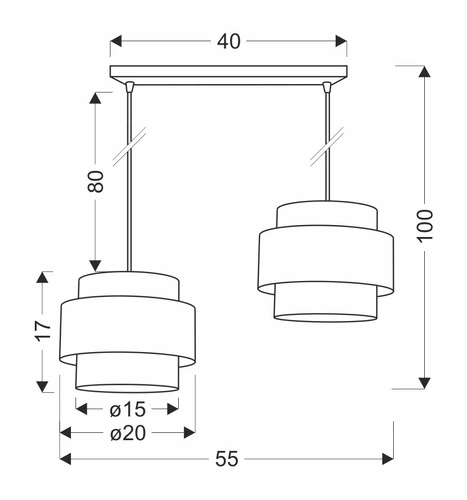 Prestige závěsná lampa černá 2x40W E27 stínidlo černá+zlatá