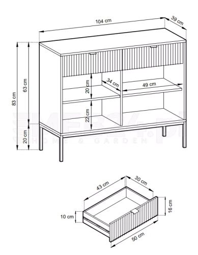 Moderní šedá komoda Delicious s drážkováním a zásuvkami 104 cm do obýváku