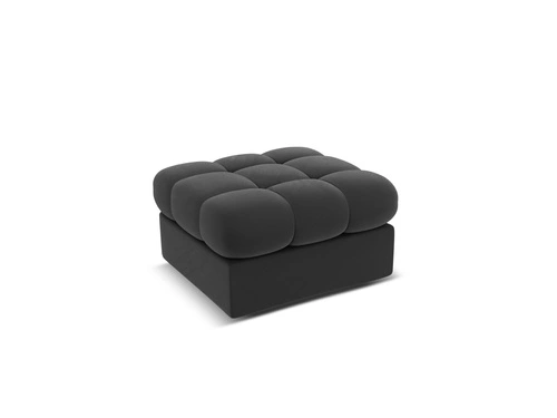 Sametový taburet Justin šedý, čtvercový, moderní glamour do obýváku a ložnice 60x60