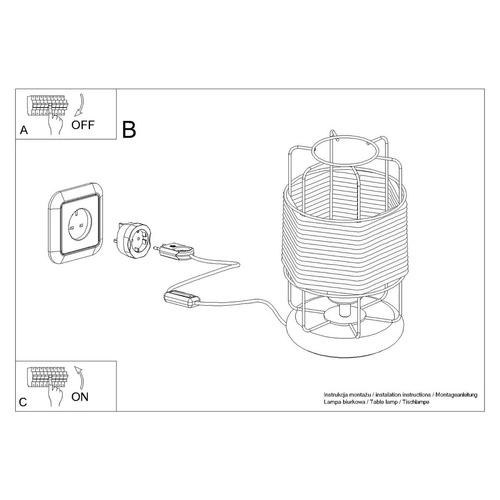 Černá kovová stolní lampa GIZUR industriální noční lampička do ložnice a kanceláře SOLLUX