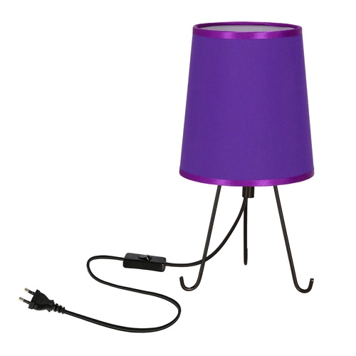 Moderní noční lampička do ložnice Smally Candellux fialový stínidlo černý podstavec 30 cm
