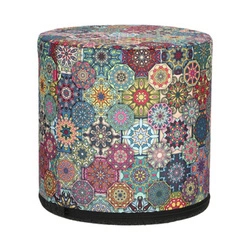 Kulatý taburet Valencia Intesi barevný do obýváku a ložnice moderní čalouněný 40 cm