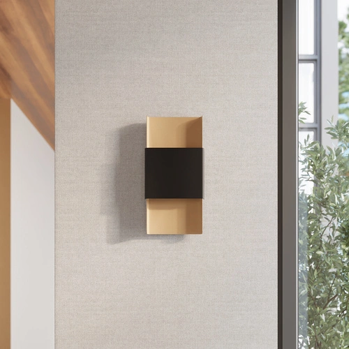 Nástěnné svítidlo DURLIN moderní zlaté černé kovové do obýváku a ložnice 40 cm SOLLUX