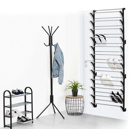 Černý závěsný botník na dveře Bulky 5five simply smart, 11 polic, vysoký, moderní