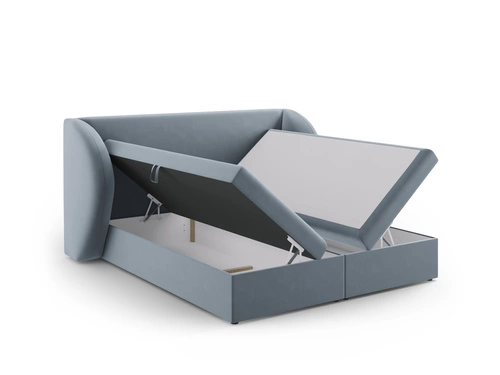 Čalouněná postel Miley modrý samet 160x200 s úložným prostorem do ložnice