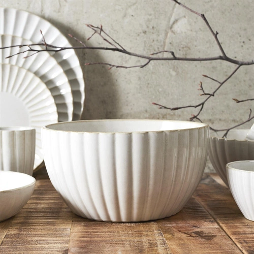 Keramická polévková miska Vlora 23,5 cm béžová moderní do jídelny Intesi