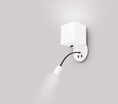 Nástěnné svítidlo Magnum 1 kruhové 1x40W E27+3W LED stínidlo čtvercové bílé