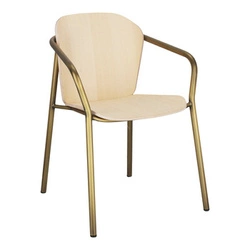 Jídelní židle Finn dřevěná s područkami na zlatých nohách moderní SCAB Design