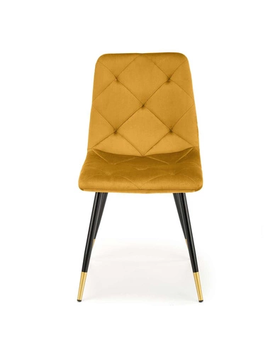 Čalouněná jídelní židle Amelie hořčicový samet moderní s černými nohami Intesi