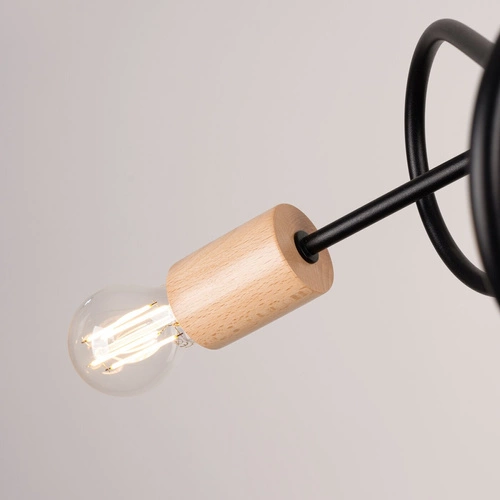Stropní lustr do obýváku EMBER 3 černý minimalistický s dřevem 3-bodový Sollux Lighting