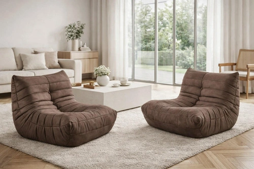 Relaxační křeslo Gufi sametové hnědé do obýváku moderní