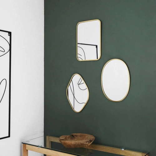 Obdélníkové závěsné zrcadlo Arcilla ve zlatém rámu do předsíně a ložnice Intesi
